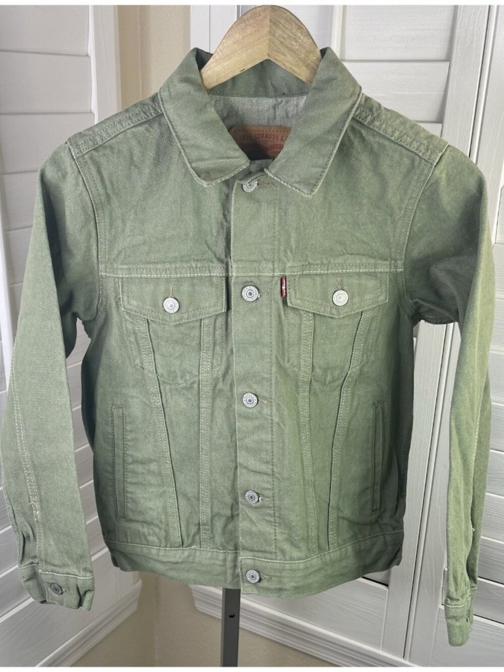 Levi's Trucker Denim Olive Green Jacket - Kids Size XL - NWOT